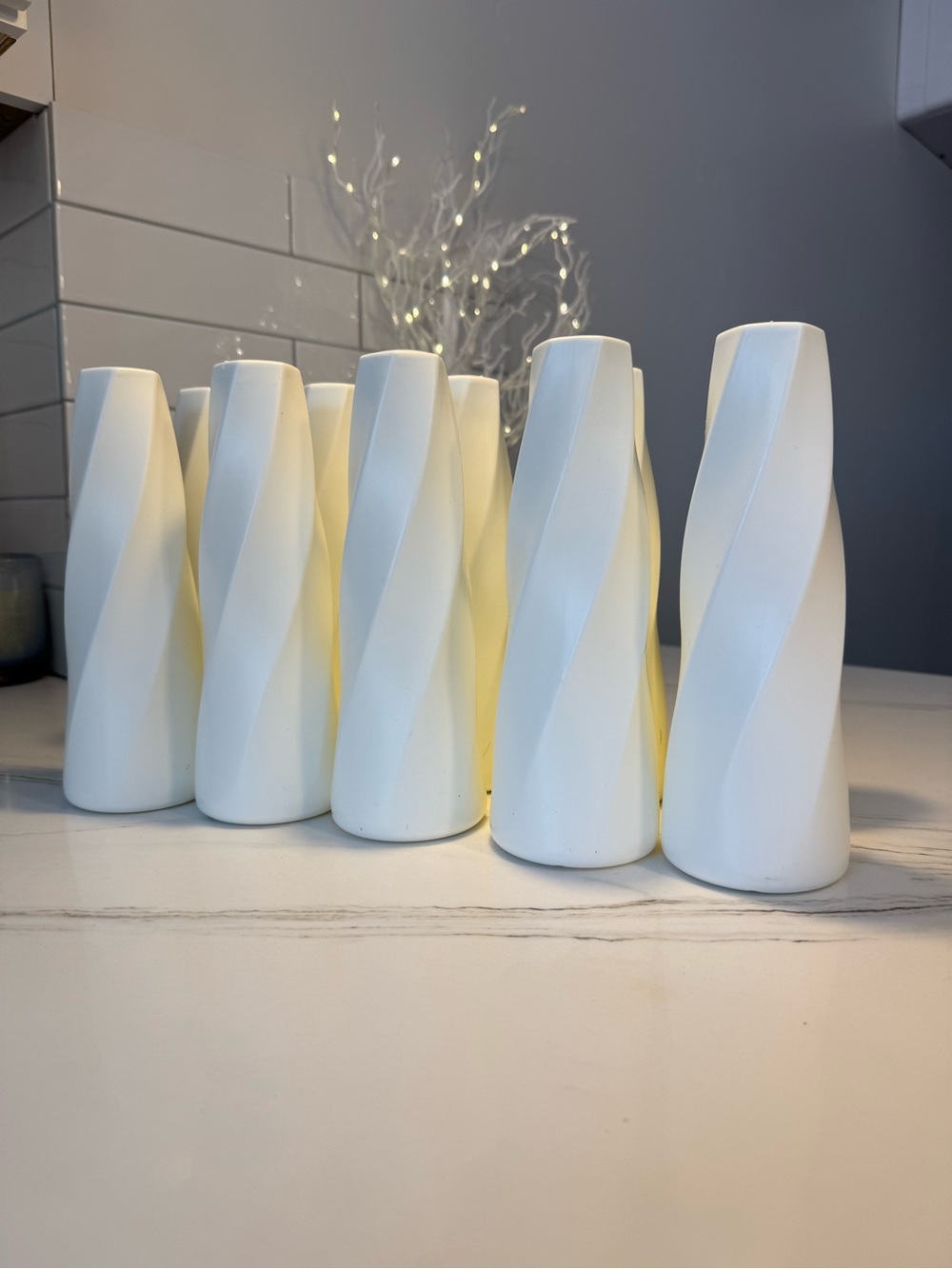 10 Minimalist White Spiral Plastic Vase Set - Home Accents